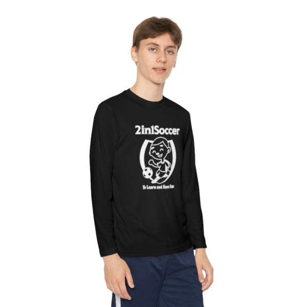 Youth Long Sleeve Competitor Tee white logo - Image 19