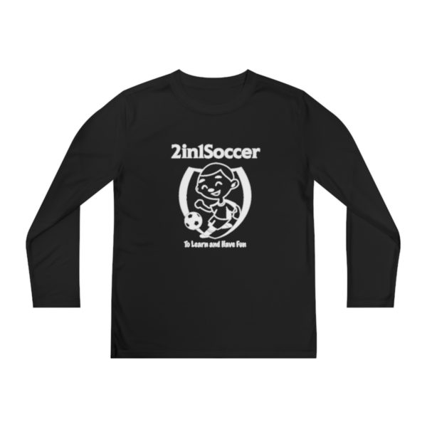 Youth Long Sleeve Competitor Tee white logo - Image 17