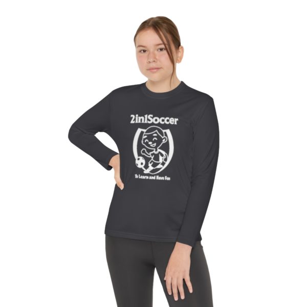 Youth Long Sleeve Competitor Tee white logo - Image 16