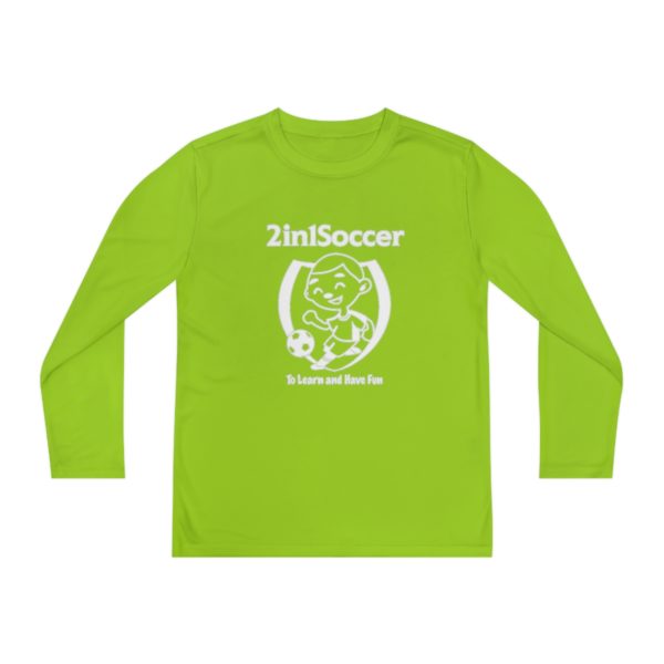 Youth Long Sleeve Competitor Tee white logo
