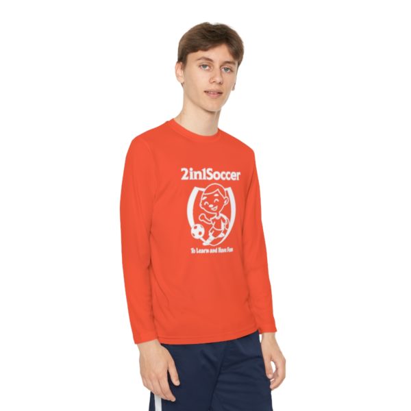 Youth Long Sleeve Competitor Tee white logo - Image 11