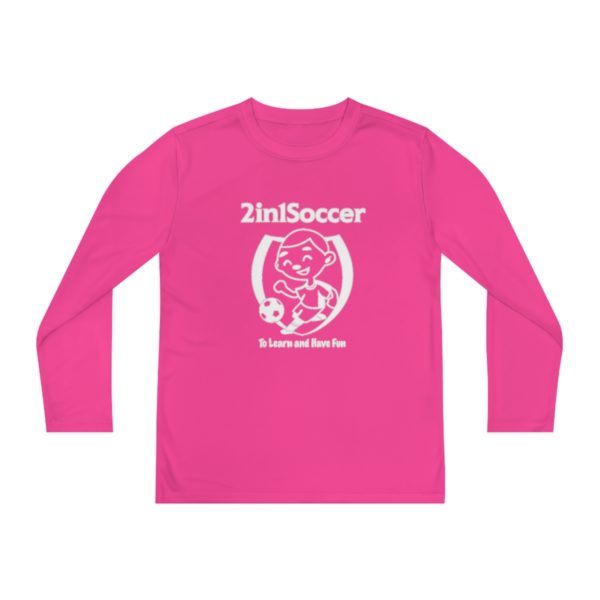 Youth Long Sleeve Competitor Tee white logo - Image 53