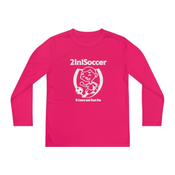 Youth Long Sleeve Competitor Tee white logo - Image 61