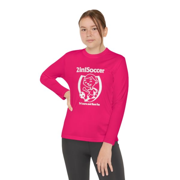 Youth Long Sleeve Competitor Tee white logo - Image 64