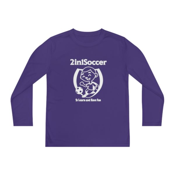 Youth Long Sleeve Competitor Tee white logo - Image 49