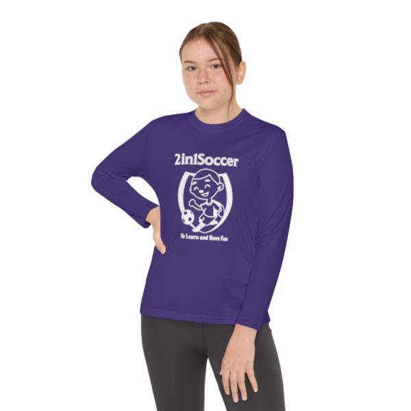 Youth Long Sleeve Competitor Tee white logo - Image 52