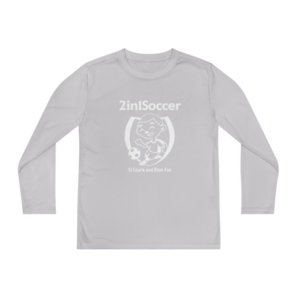 Youth Long Sleeve Competitor Tee white logo - Image 5