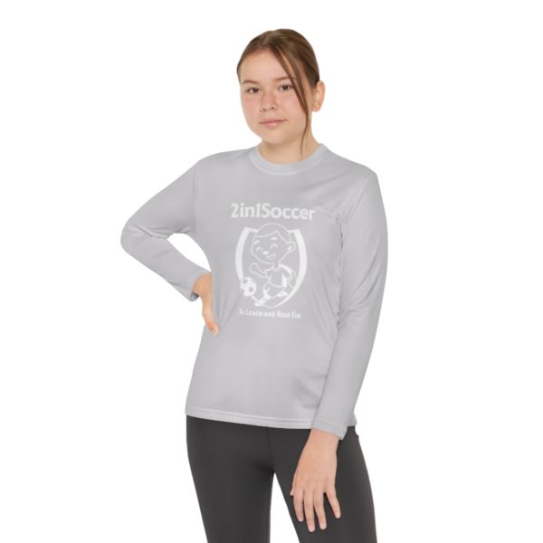 Youth Long Sleeve Competitor Tee white logo - Image 8