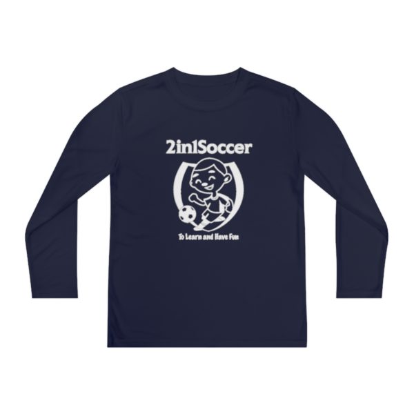 Youth Long Sleeve Competitor Tee white logo - Image 45