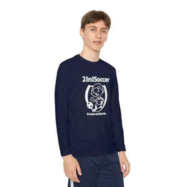 Youth Long Sleeve Competitor Tee white logo - Image 47
