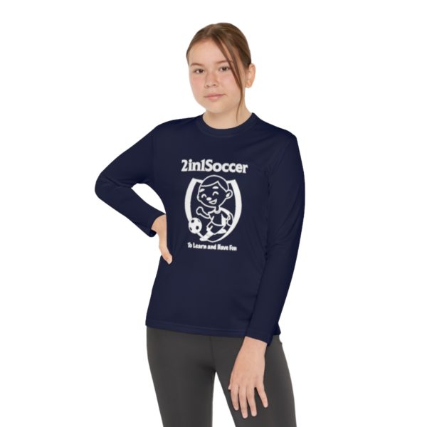 Youth Long Sleeve Competitor Tee white logo - Image 48