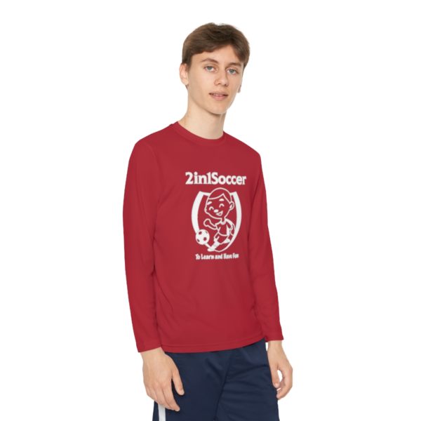 Youth Long Sleeve Competitor Tee white logo - Image 59