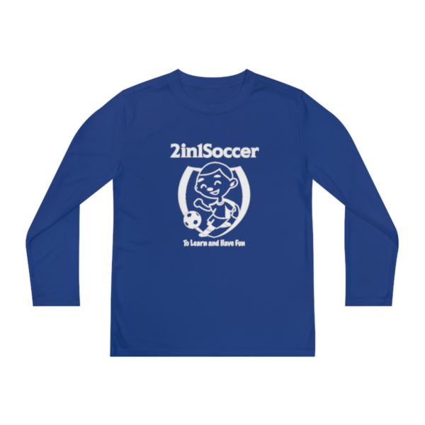 Youth Long Sleeve Competitor Tee white logo - Image 41