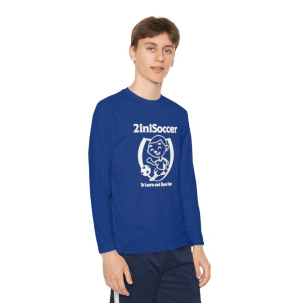 Youth Long Sleeve Competitor Tee white logo - Image 43