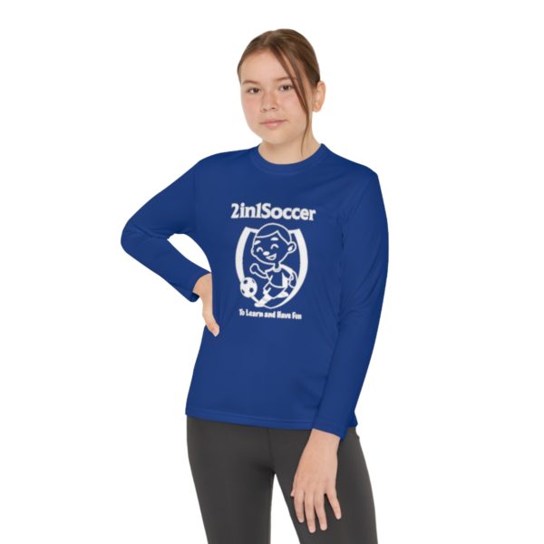 Youth Long Sleeve Competitor Tee white logo - Image 44